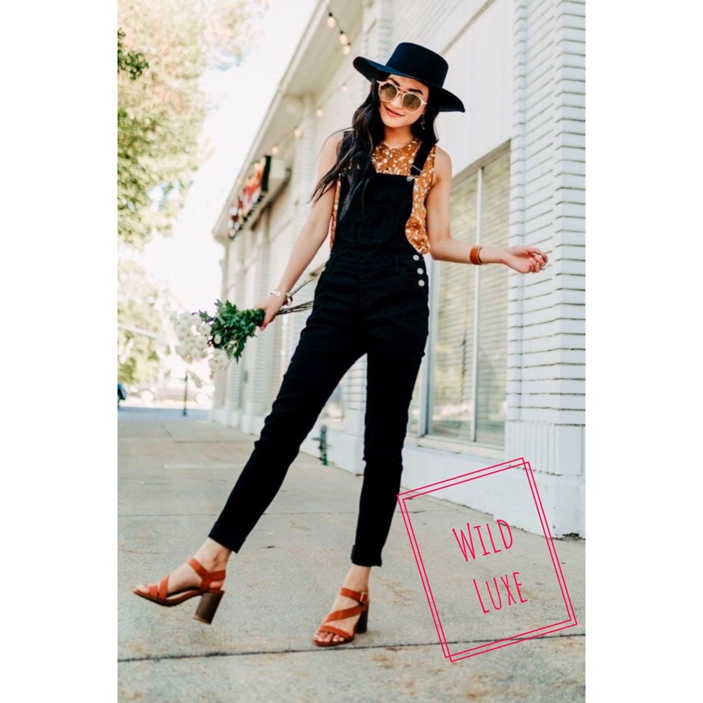 CLEARANCE Kinsley Black Suspender Overalls - Picture 1 of 6